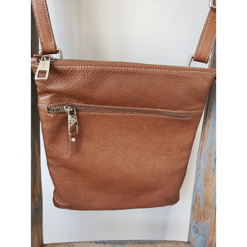 Vintage Arcadia Leather Crossbody Bag: Tan Brown Shoulder Tote